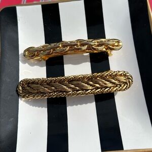 Vintage Gold-Tone Chain & Braided Barrette Set